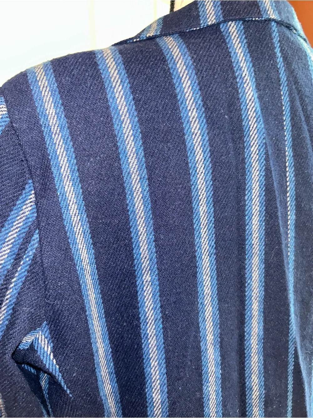 Vintage Men’s Stripe Blazer Navy Blue Wool Blend Made In England Unisex Style